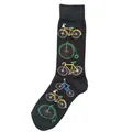 Fashionable cotton mid-calf socks featuring a vibrant variety of colorful bicycle patterns - Universal Fit / Antique Bicycle Black