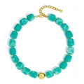 Collier bohème en perles de résine sarcelle avec un accent de sphère dorée polie - Type A-Bleu Lac