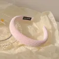 Serre-tête en éponge rose bonbon avec texture gaufrée pour un style estival tendance - Rose Fille à Carreaux