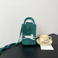 Chic dark green knitted phone bag featuring a white pixelated animal pattern design - Silicone Phone Case #23