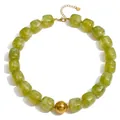 Collier bohème en résine marbrée verte avec perle dorée - Type A-Vert Herbe