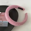 Serre-tête éponge rose bonbon avec texture tricotée pour coiffure haute et tendance - Rose Tricoté