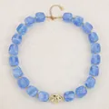 Collier bohème à grosses perles en résine bleu clair avec un pendentif cœur doré - Type B-Bleu Clair