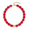 Collier bohème audacieux en perles de résine rouge avec perle centrale dorée élégante - Type A-Rouge