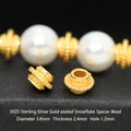 S925 gold-plated sterling silver saucer spacer bead for DIY jewelry bracelets - Diameter 3.8mm Snowflake Spacer (JHF63424)