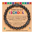 Matte black beads and square lava stone bracelet with school gift card - School Card (School Card + Black Matte Lava Stone Bracelet)
