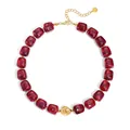 Collier bohème chic en perles de résine bordeaux avec accents métalliques dorés - Type B-Rouge Foncé