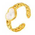 Eleganter goldener Edelstahl-Ring mit einem einzigartigen weißen Herz-Detail in Gold. - Gj021 Weiß