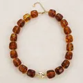 Collier ras-du-cou bohème en perles de résine ambre avec détail de cœur doré - Type B-Ambre