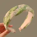 Serre-tête en éponge tressé vert menthe et blanc pour un look élégant à calotte haute - Dentelle Vert Herbe