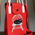 Stylish red knitted crossbody phone bag featuring a cute black cat and white handles - Silicone Phone Case #32
