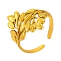 Eleganter vergoldeter Blattring aus Edelstahl mit verstellbarem offenem Design - Gj023 - Gold