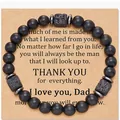 Men's black matte bead and square lava stone bracelet with sentimental gift card - Thank You Card (Thank You Card + Black Matte Lava Stone Bracelet)