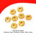 Gold-plated S925 sterling silver spacer bead with spiral texture for jewelry DIY - Twist Pattern Spacer (JHF63436)