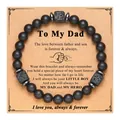 Men's matte black volcanic stone beaded bracelet with sentimental gift card for dad - To My Dad Card (To My Dad Card + Black Matte Lava Stone Bracelet)