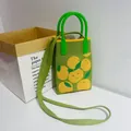 Korean style knitted mini tote bag with green fruit pattern and long strap - Silicone Phone Case #38