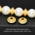 S925 silver gold-plated saucer spacer bead for DIY handmade jewelry making crafts - Diameter 5mm UFO Spacer (JHF63427)
