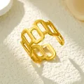 Eleganter offener Ring aus goldenem Edelstahl mit geometrischem Kettenglied-Design - Gj032 - Gold