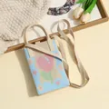 Niche knitted phone bag with heart pattern and beige shoulder strap - Silicone Phone Case #43