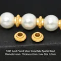 Gold-plated S925 sterling silver engraved snowflake spacer bead for DIY jewelry - Diameter 4mm Snowflake Spacer (JHF63423)