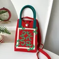 Handmade red and green contrast knit phone bag with unique Chinese character pattern - Silicone Phone Case #45