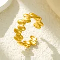 Eleganter goldener Edelstahlring offen mit unregelmäßigem Wellendesign für Damen - Gj033 - Gold