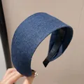 Bandeau rembourré en denim bleu foncé élégant avec un design haut pour les femmes - Large Bleu Foncé
