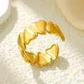 Premium vergoldeter Edelstahl Herzring unregelmäßig offen minimalistisch Schmuck - Gj034 - Gold