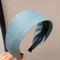 Serre-tête en éponge bleu clair denim pour un effet de volume haut de tête chic - Large Bleu Clair
