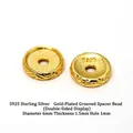 Gold-plated S925 sterling silver spacer bead, 6mm diameter for DIY jewelry making. - Fret Pattern Grooved Spacer 6mm (JHF63439)