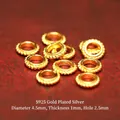Detailed view of S925 gold-plated silver saucer spacer beads for DIY jewelry making - Spacer 4.5mm (JHF63468)