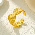 Eleganter verstellbarer Edelstahlring in Gold mit Spiralmuster-Scheiben für Damen - Gj042 - Gold