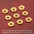 High quality S925 sterling silver gold-plated saucer spacer beads for DIY jewelry making - Spacer (JHF63470)