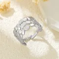 Minimalistischer unregelmäßiger geometrischer Herzring aus Edelstahl in Silber - Gj046 - Stahlfarbe