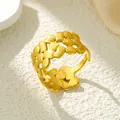 Verstellbarer Edelstahlring mit einem unregelmäßigem Herzmuster in edler Goldoptik - Gj046 - Gold