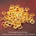 S925 sterling silver gold-plated saucer spacer beads for DIY jewelry bracelet making - Hammered Spacer (JHF63487)