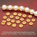 S925 silver gold-plated snowflake spacer bead for DIY jewelry accessories 5.5mm - Small Flower Spacer (JHF63465)
