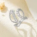 Eleganter unregelmäßiger Herzring aus silbernem Edelstahl mit offenem verstellbarem Design - Gj050 - Stahlfarbe