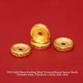 Premium S925 sterling silver gold-plated fret pattern spacer bead for DIY jewelry making - Diameter 6mm Grooved Spacer (JHF63505)
