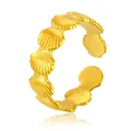 Goldfarbener Edelstahlring mit unregelmäßiger Muschelstruktur, verstellbares Design. - Gj051 Gold