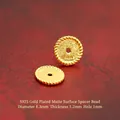 S925 sterling silver gilded textured spacer bead with twisted edge for DIY bracelets - Polished Spacer 9.8mm (JHF63500)