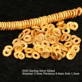 S925 sterling silver gold-plated spiral texture UFO spacer bead for DIY jewelry crafts - Diameter 3.5mm Patterned Spacer / One (JHF63480)