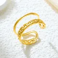 Eleganter zweilagiger Goldketten-Ring aus robustem Edelstahl, verstellbar. - Gj059 - Gold