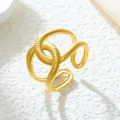 Eleganter vergoldeter Edelstahlring mit Herzdesign und strukturierter Oberfläche - Gj060 - Gold