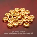 S925 sterling silver gold plated saucer spacer beads for DIY jewelry making - Hammered Spacer Thick (JHF63491)