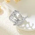Eleganter offener Ring aus Edelstahl in Silber mit einzigartigem Herz-Design. - Gj062 - Stahlfarbe