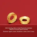 S925 silver gold-plated mantra spacer bead for DIY handmade jewelry making crafts - Six-Character Mantra Grooved Spacer (JHF63516)