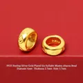 Gold-plated S925 sterling silver spacer bead with engraved mantra for DIY jewelry making - Six-Character Mantra Wheel Bead (JHF63515)