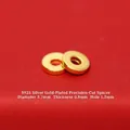 Gold plated S925 sterling silver flat spacer beads for DIY jewelry making crafts - 3.7mm Straight Cut Spacer (JHF63501)