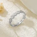 Eleganter silberner Edelstahlring mit Blumenmuster, verstellbares Design für Damen - Gj065 Stahlfarbe